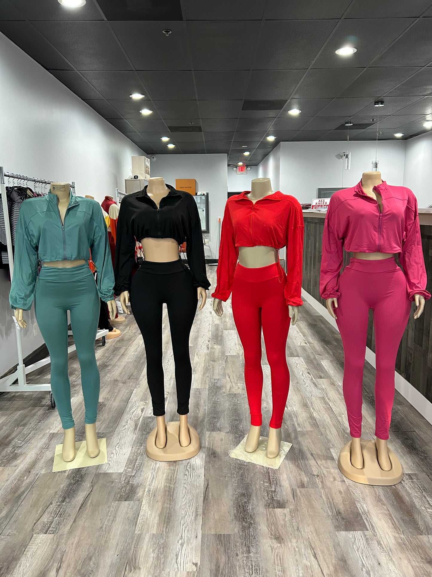 Zip-Up Crop jacket & High Wasted leggings SET