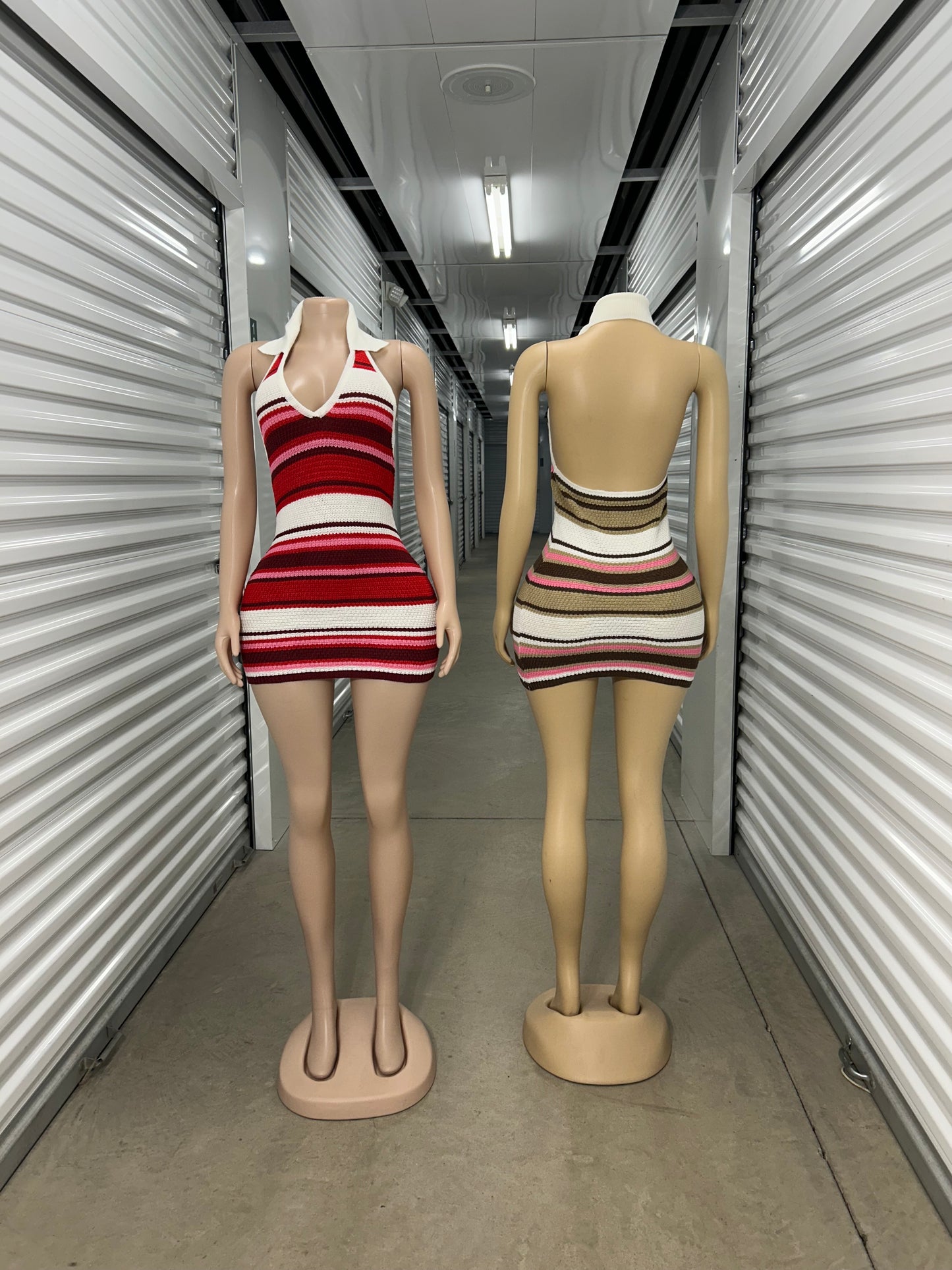 Striped Knitted Mini Dress