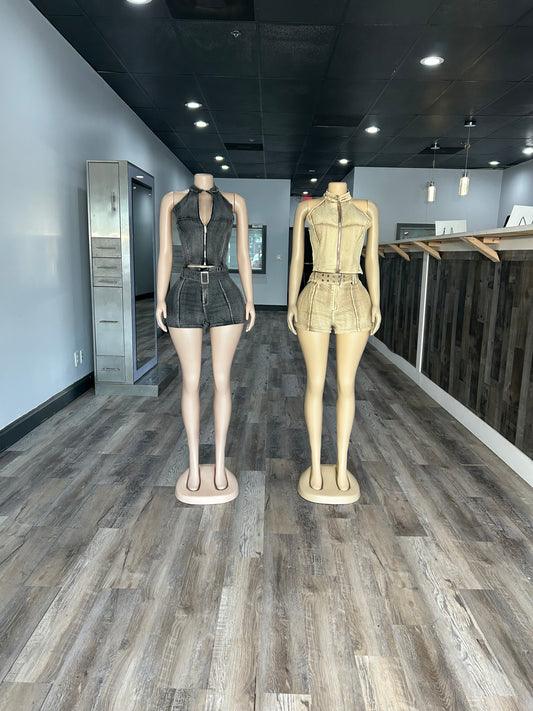 Two Piece Denim Short Set