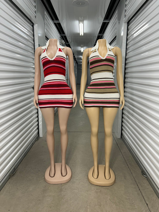 Striped Knitted Mini Dress