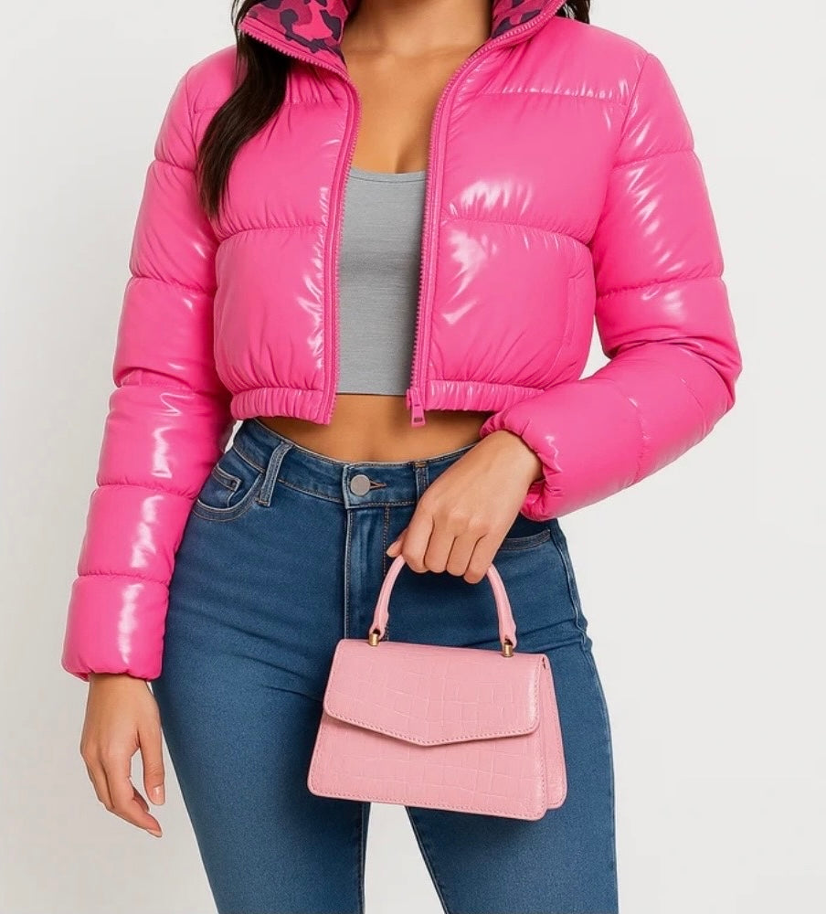 Gloss Cropped Puffer Jacket