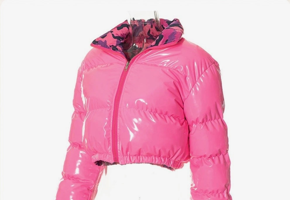 Gloss Cropped Puffer Jacket