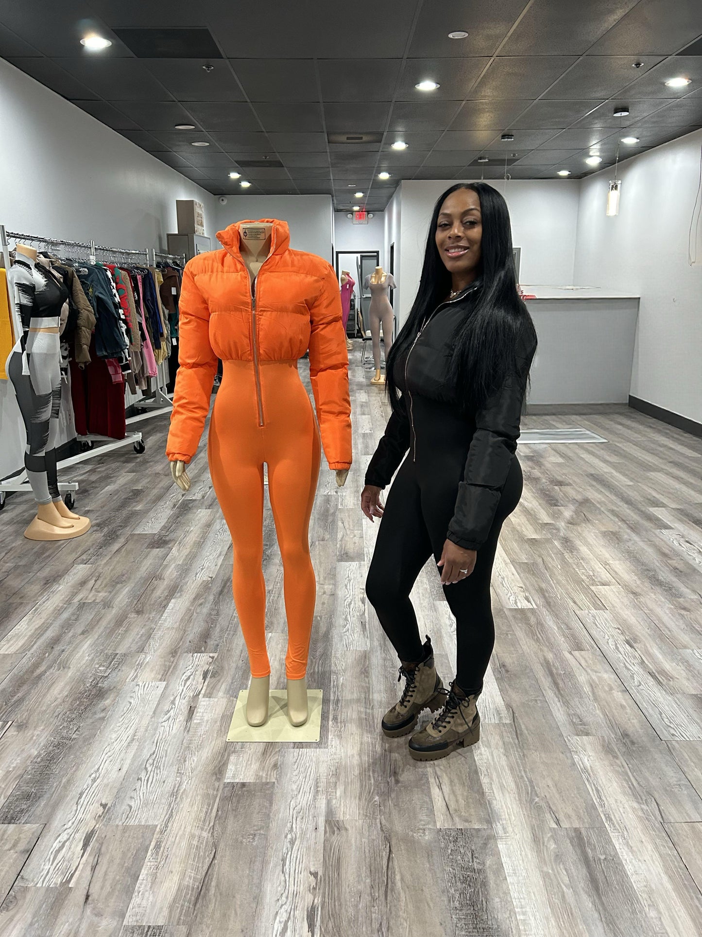 Zip Up Puffer Jumpsuit